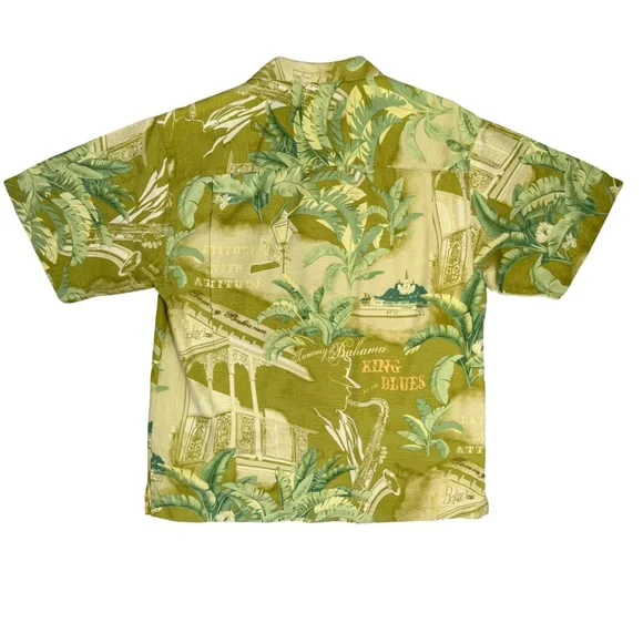 Tommy Bahama Green Tropical Print Silk Men's Shirt - Picture 5 of 5